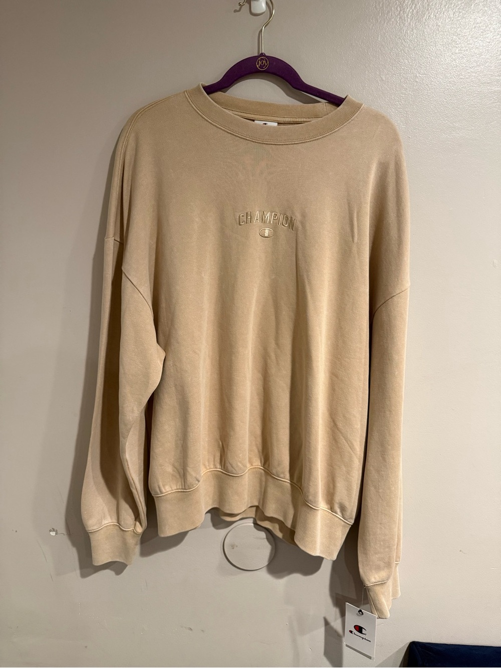 Champion Men's Sand Beige Crewneck Sweatshirt
